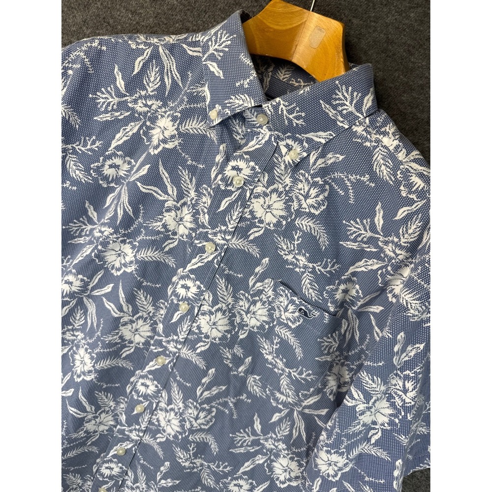 Vineyard Vines Mens XXL Tucker Shirt Blue Floral Coral Short Sleeve Spring Break